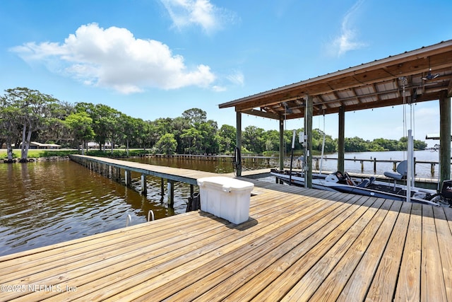13900 County Road 13 N, Saint Augustine, FL 32092 - dock area featuring a water view, boat lift, and view of wooded area