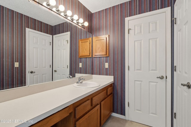 4585 Arrow Wind Ln, Jacksonville, FL 32258 - bathroom with wallpapered walls and vanity