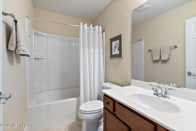 13409 Isla Vista Dr, Jacksonville, FL 32224 - bathroom featuring vanity, toilet, shower / bathtub combination with curtain, and tile patterned flooring