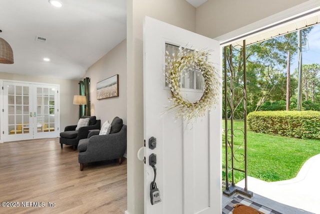 86290 Weldon Ave, Yulee, FL 32097 - entryway with recessed lighting, light wood finished floors, and french doors