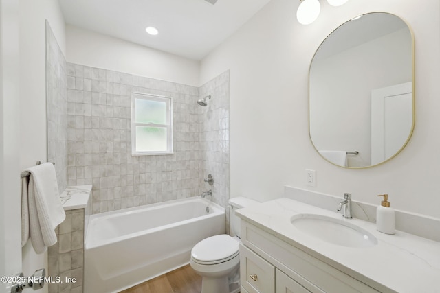 771 W 4th St, Saint Augustine, FL 32084 - full bath with vanity, shower / tub combination, toilet, and wood finished floors