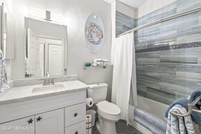 118 Governor St Unit 208, Green Cove Springs, FL 32043 - bathroom with vanity, toilet, tiled shower / bath combo, and tile patterned floors