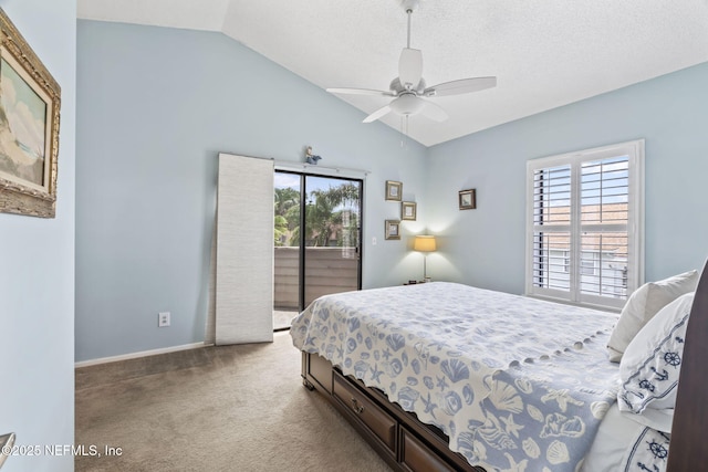 118 Governor St Unit 208, Green Cove Springs, FL 32043 - bedroom with access to exterior, multiple windows, lofted ceiling, carpet, and baseboards
