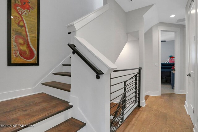 1622 Bridgeton Dr, Jacksonville, FL 32207 - stairway featuring wood finished floors, recessed lighting, and baseboards