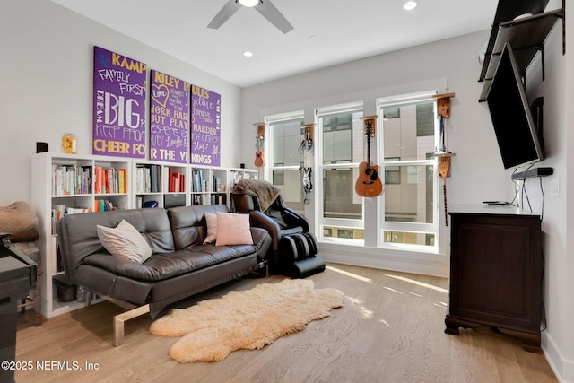 1622 Bridgeton Dr, Jacksonville, FL 32207 - living room featuring wood finished floors, recessed lighting, and a ceiling fan
