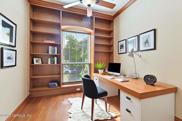 2347 W Clovelly Ln, Saint Augustine, FL 32092 - office space with light wood-style floors, ceiling fan, and baseboards