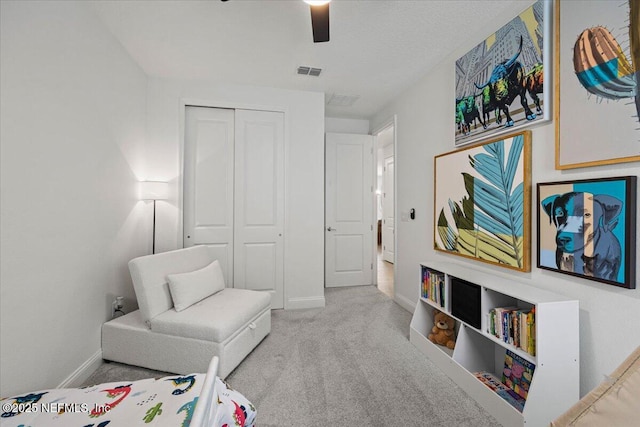 50 Dollar Ct, Saint Augustine, FL 32092 - carpeted bedroom featuring baseboards, a closet, and a ceiling fan