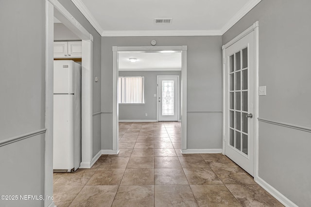 7439 Elvia Dr, Jacksonville, FL 32211 - hall with baseboards and crown molding