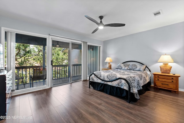 2279 Seminole Rd Unit 11, Atlantic Beach, FL 32233 - bedroom featuring access to exterior, wood finished floors, and a ceiling fan