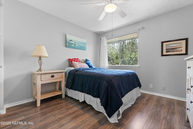 2279 Seminole Rd Unit 11, Atlantic Beach, FL 32233 - bedroom featuring wood finished floors, a textured ceiling, baseboards, and ceiling fan