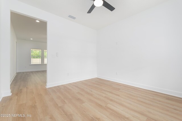 1873 Openwoods Rd, Middleburg, FL 32068 - unfurnished room with light wood-style flooring, a ceiling fan, baseboards, and recessed lighting