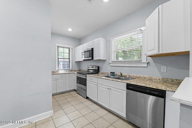 4537 Springfield Blvd, Jacksonville, FL 32206 - kitchen featuring appliances with stainless steel finishes, a sink, healthy amount of natural light, white cabinetry, and recessed lighting