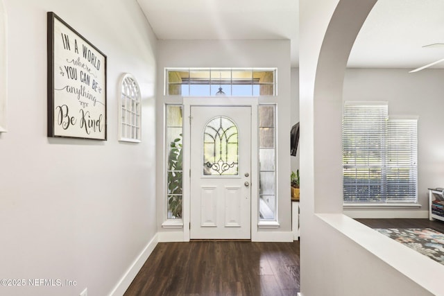 1708 Bridled Tern Ct, Fleming Island, FL 32003 - entryway featuring wood finished floors, arched walkways, and baseboards