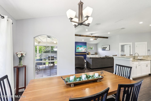 1708 Bridled Tern Ct, Fleming Island, FL 32003 - dining space with ceiling fan, recessed lighting, and lofted ceiling
