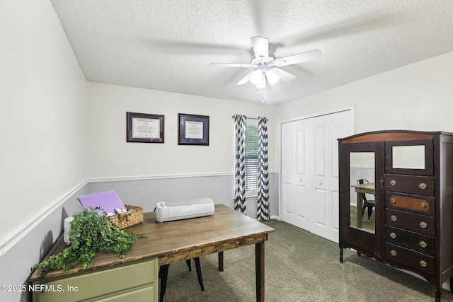 1708 Bridled Tern Ct, Fleming Island, FL 32003 - office featuring carpet, ceiling fan, and a textured ceiling
