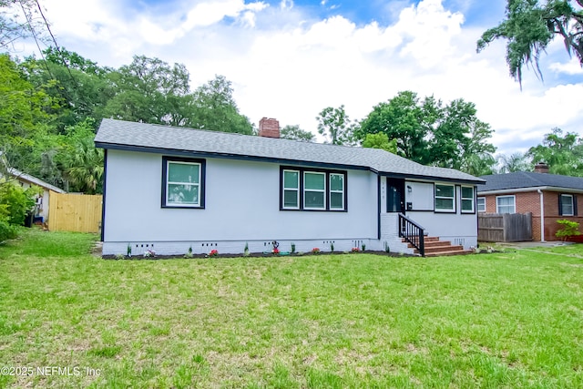 1470 River Hills Cir E, Jacksonville, FL 32211 - ranch-style house featuring a chimney, crawl space, and a shingled roof