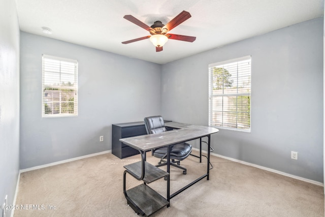 6033 Bartram Village Dr, Jacksonville, FL 32258 - home office featuring healthy amount of natural light, carpet, and a ceiling fan