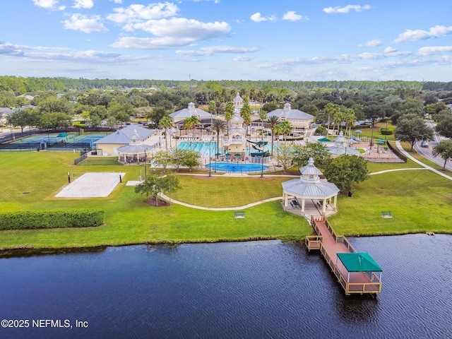 6033 Bartram Village Dr, Jacksonville, FL 32258 - drone / aerial view of a pool and a large body of water