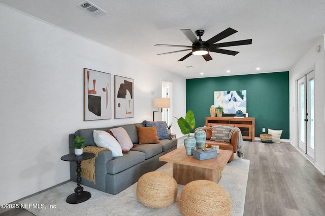 43 Vanderford Rd E, Orange Park, FL 32073 - living area with ceiling fan, wood finished floors, and baseboards