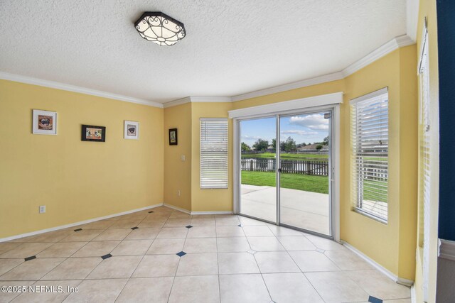 116 Nunna Rock Trl, Saint Augustine, FL 32092 - unfurnished room featuring plenty of natural light, crown molding, a textured ceiling, a water view, and baseboards