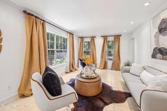 2153 Mills Rd, Jacksonville, FL 32216 - tiled living room with recessed lighting and baseboards