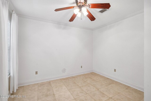 2153 Mills Rd, Jacksonville, FL 32216 - empty room with a ceiling fan, crown molding, and baseboards