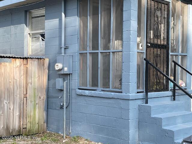 843 Line St, Jacksonville, FL 32209 - entrance to property featuring concrete block siding
