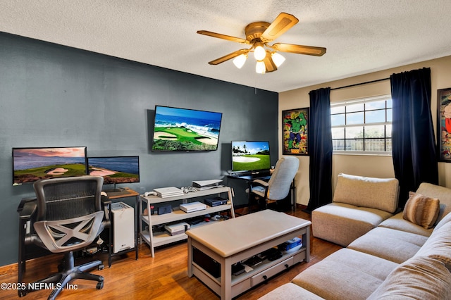 3111 Old Port Cir E, Jacksonville, FL 32216 - office space with wood finished floors, ceiling fan, and a textured ceiling