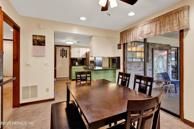 3111 Old Port Cir E, Jacksonville, FL 32216 - dining area featuring a ceiling fan, baseboards, and recessed lighting