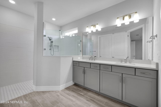 45 Lantern Post Way, Ponte Vedra, FL 32081 - full bath with walk in shower, double vanity, wood finish floors, and recessed lighting