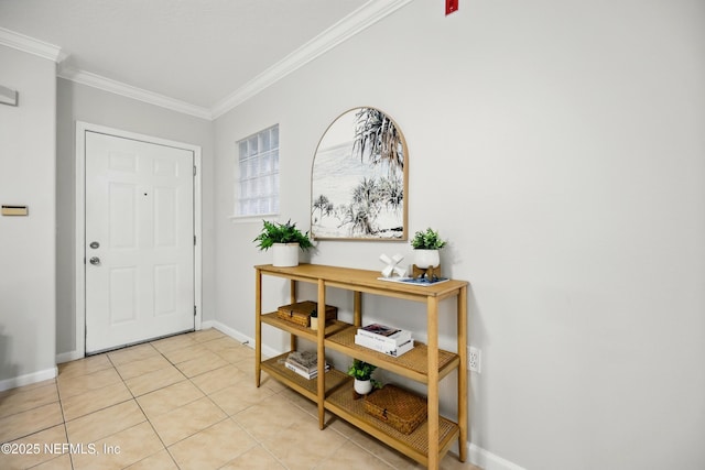 1655 The Greens Way Unit 2612, Jacksonville Beach, FL 32250 - foyer entrance with crown molding, baseboards, and light tile patterned floors