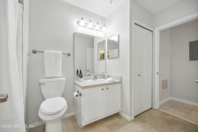 1655 The Greens Way Unit 2612, Jacksonville Beach, FL 32250 - full bathroom featuring vanity, toilet, tile patterned flooring, and baseboards