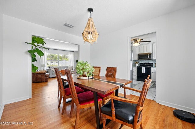 276 Baisden Rd, Jacksonville, FL 32218 - dining area with light wood-style flooring, baseboards, and ceiling fan