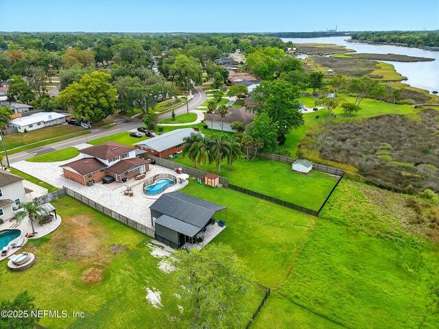 276 Baisden Rd, Jacksonville, FL 32218 - aerial perspective of suburban area featuring a nearby body of water and a pool