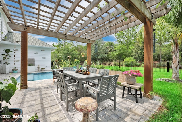 71 Deer Ridge Dr, Ponte Vedra, FL 32081 - view of patio featuring outdoor dining space, a pergola, and view of scattered trees