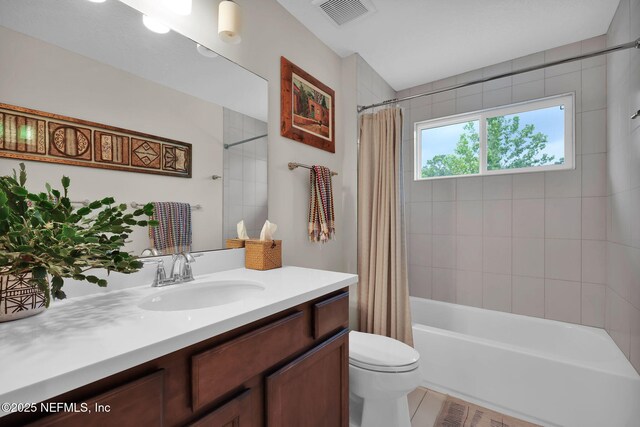 71 Deer Ridge Dr, Ponte Vedra, FL 32081 - bathroom with vanity, toilet, shower / tub combo with curtain, and tile patterned floors
