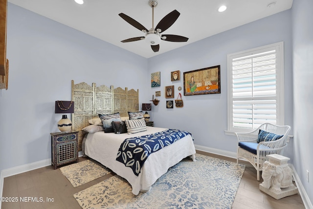 71 Deer Ridge Dr, Ponte Vedra, FL 32081 - bedroom featuring wood finished floors, recessed lighting, baseboards, and a ceiling fan