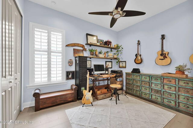 71 Deer Ridge Dr, Ponte Vedra, FL 32081 - office space with ceiling fan, baseboards, and wood finished floors