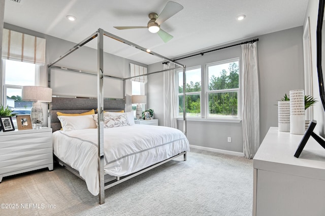 95 Elm Creek Dr, Saint Augustine, FL 32092 - carpeted bedroom featuring baseboards, recessed lighting, and a ceiling fan