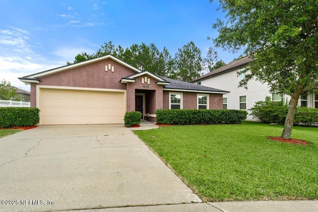 112 Glenlivet Way, Saint Johns, FL 32259 - view of front of house featuring a garage, concrete driveway, stucco siding, and a front yard