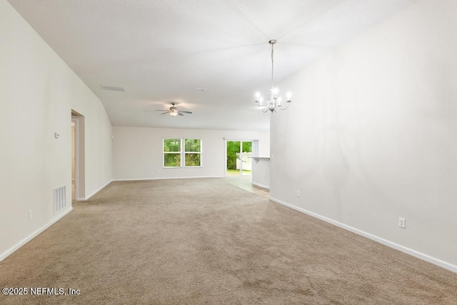 112 Glenlivet Way, Saint Johns, FL 32259 - spare room with a chandelier, ceiling fan, and light colored carpet