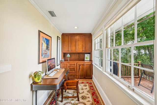 145 River Rd, Orange Park, FL 32073 - office space featuring baseboards, crown molding, and recessed lighting