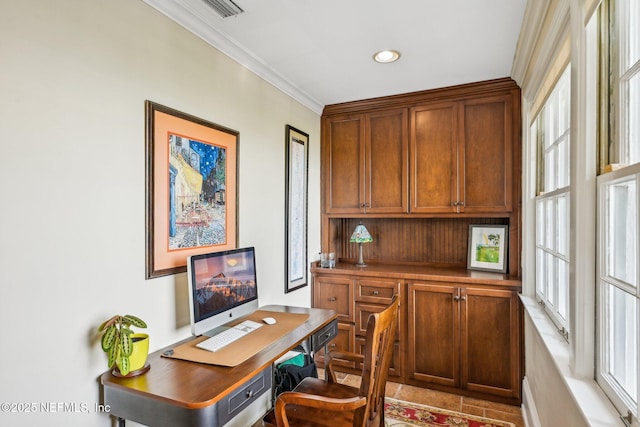 145 River Rd, Orange Park, FL 32073 - office area with crown molding and recessed lighting