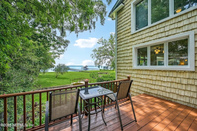 145 River Rd, Orange Park, FL 32073 - deck featuring a water view and a yard