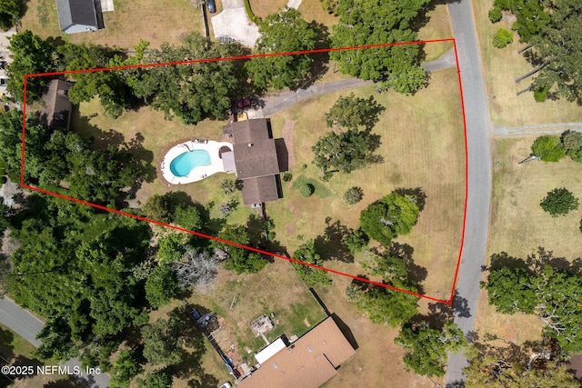 17459 Eagle Bend Blvd, Jacksonville, FL 32226 - aerial overview of property's location featuring a pool area and property parcel outlined