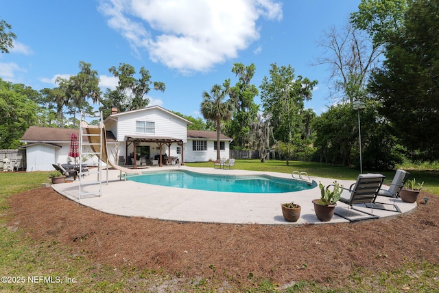 17459 Eagle Bend Blvd, Jacksonville, FL 32226 - view of swimming pool with a water slide and a patio