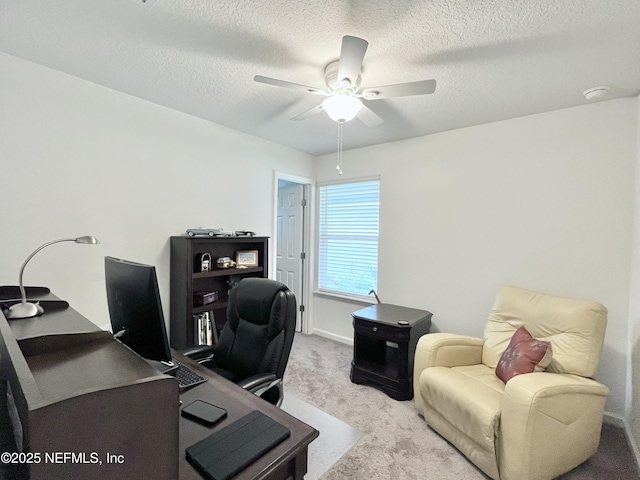 354 Boulder Ln, Saint Johns, FL 32259 - carpeted office space featuring ceiling fan, a textured ceiling, and baseboards