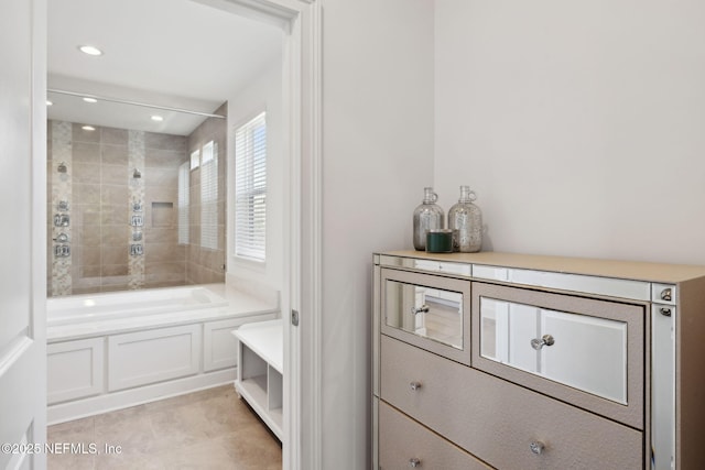 465 Deer Valley Dr, Ponte Vedra, FL 32081 - bathroom featuring recessed lighting, shower / washtub combination, and tile patterned floors