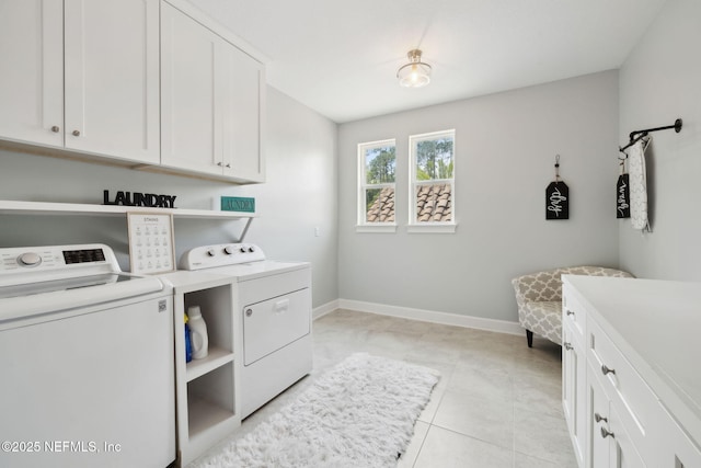 465 Deer Valley Dr, Ponte Vedra, FL 32081 - washroom featuring separate washer and dryer, cabinet space, baseboards, and light tile patterned flooring