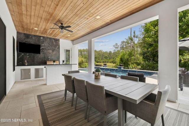 465 Deer Valley Dr, Ponte Vedra, FL 32081 - view of patio / terrace featuring ceiling fan, outdoor dining space, and an outdoor pool
